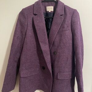Sezane Rich Plum Double-Breasted Blazer